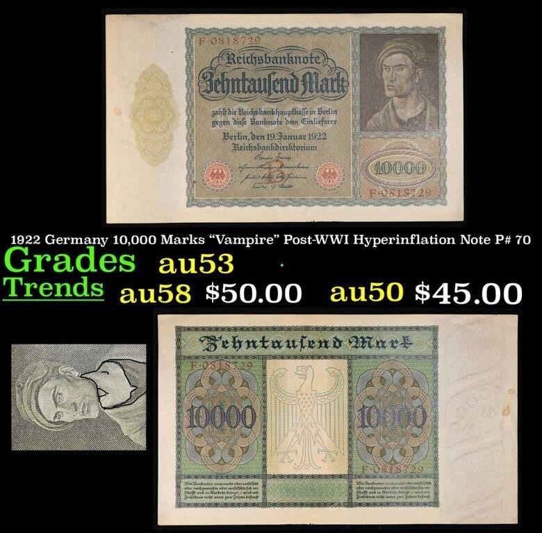 1922 Germany 10,000 Marks "Vampire" Post-WWI Hyper