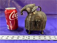 Vintage Heavy Brass Elephant Trinket Box