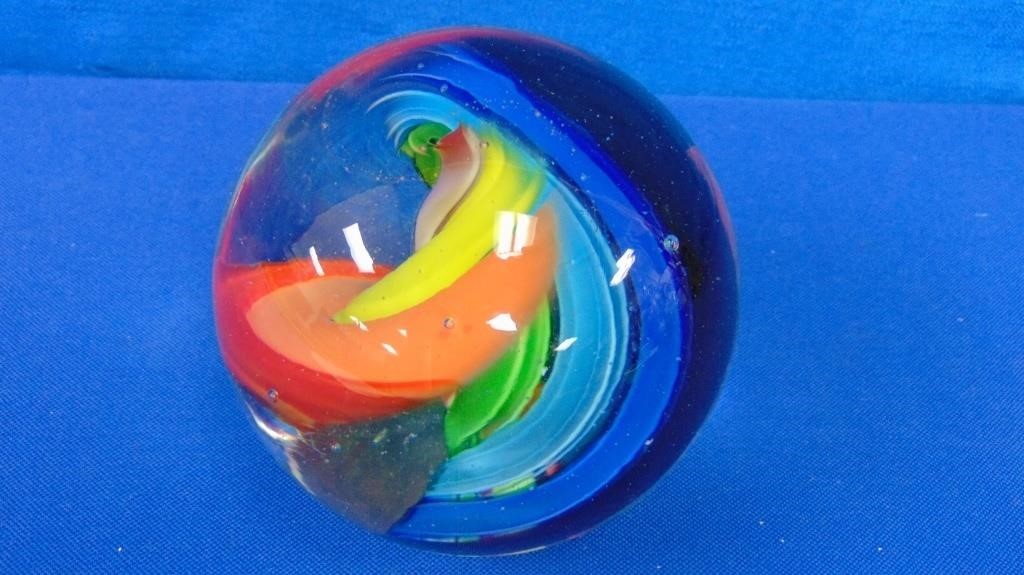 Rainbow Swirl " Marble" Glass Paper Weight