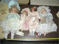 4 Vtg Signed & Numbered Porcelain Dolls 16"-23"