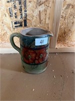 FLORAL CLAY PITCHER 7” TALL
