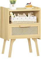 WOODEN RATTEN NIGHT STAND 15 x22IN