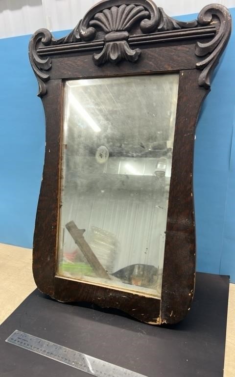 Wooden Framed Bevelled Mirror. 21" x 31".