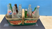 Vintage POP Bottles in an Apple Basket