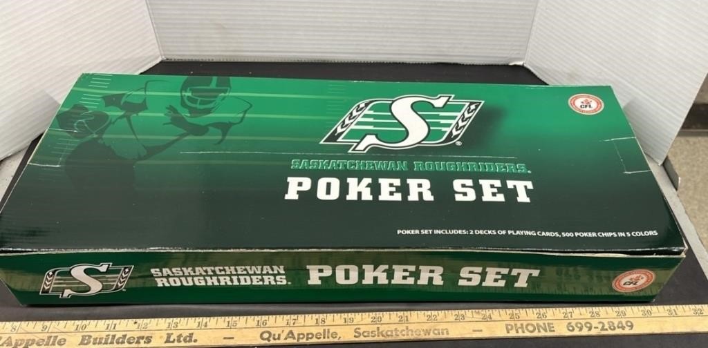 Unopened Saskatchewan Roughrider Poker Set