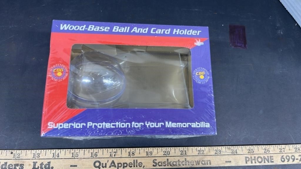 Wooden Base Ball and Card Holder