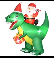 6ft Christmas Santa Claus Riding Dinosaur