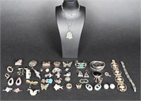 Mexican Sterling Silver Artisan Jewelry 40PC