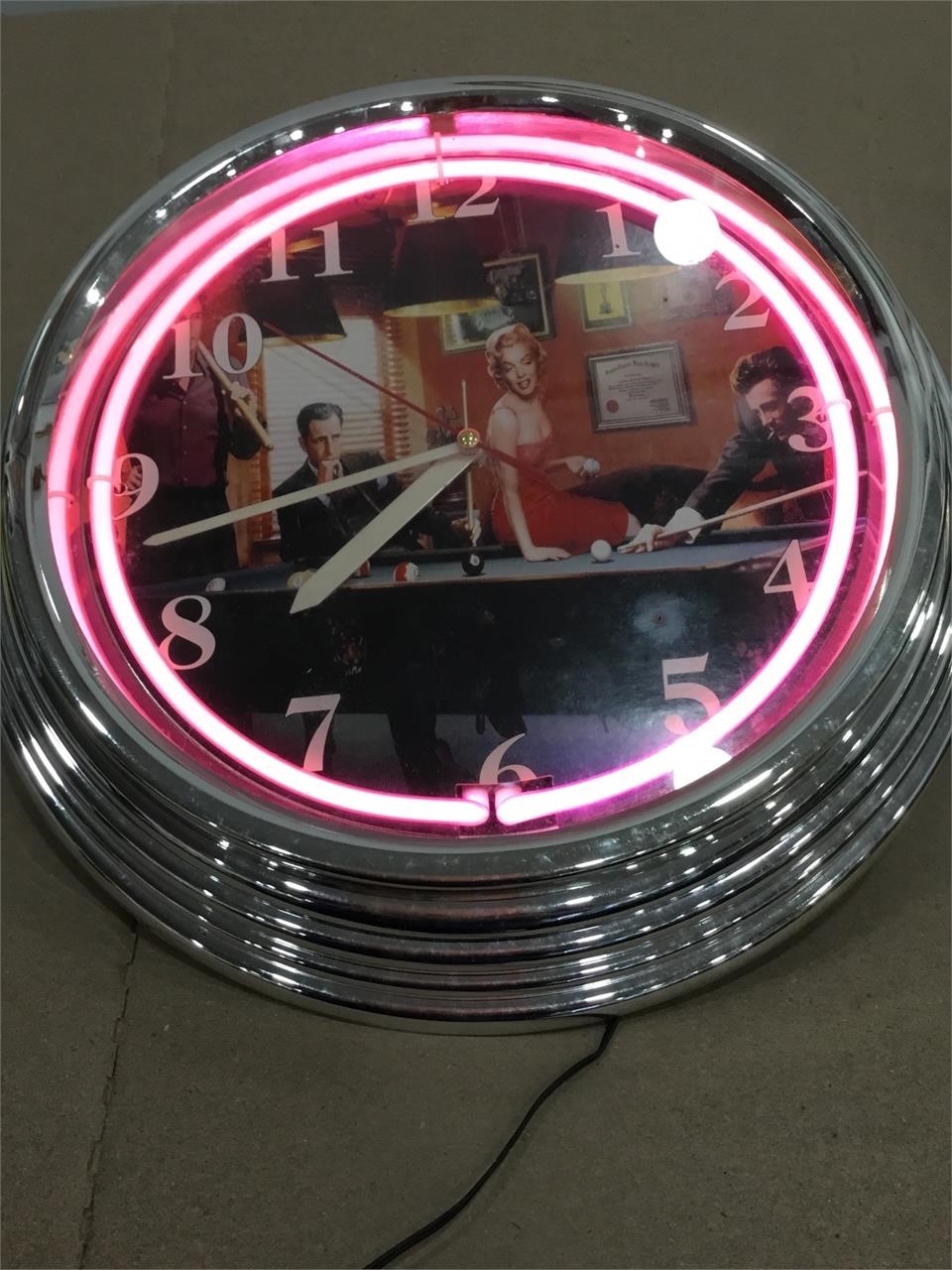 Vintage Neon Wall Clock w/Elvis, James Dean, etc.
