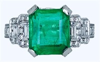 $168,000 GIA 18k 5.93 cts Emerald Diamond Ring