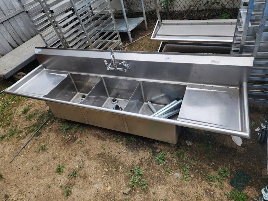 3 COMPARTMENT SINK W/ 2 DRAINBOARDS 90" X 24"