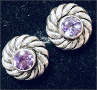 925 Sterling Silver Amethyst Earrings