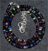 30.00 cts Ethiopian Black Fire Opal Beads Necklace