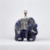 Elephant Pendant set in Sterling Silver