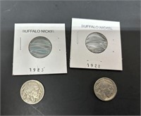 1923 and 1920 Buffalo Head Nickels