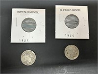 1925 and 1927 Buffalo Head Nickels