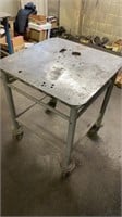 Steel table on casters 30” x 30”, 37 “ high 3/4”