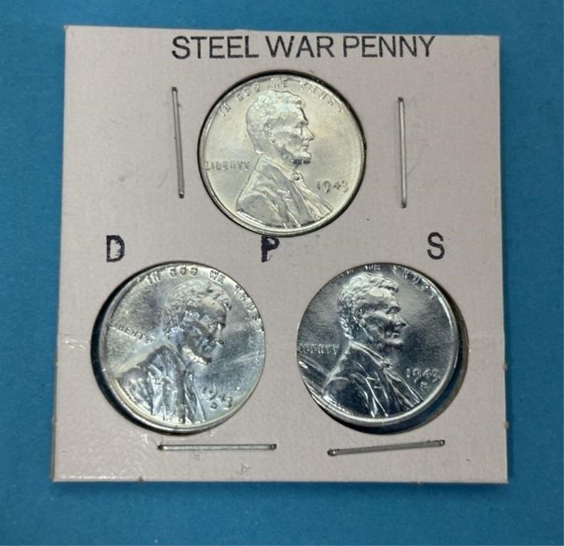 Rare 1943 Steel War Pennies in All 3 Mints