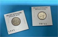 1965 and 1973D Uncirculated Jefferson Nickels