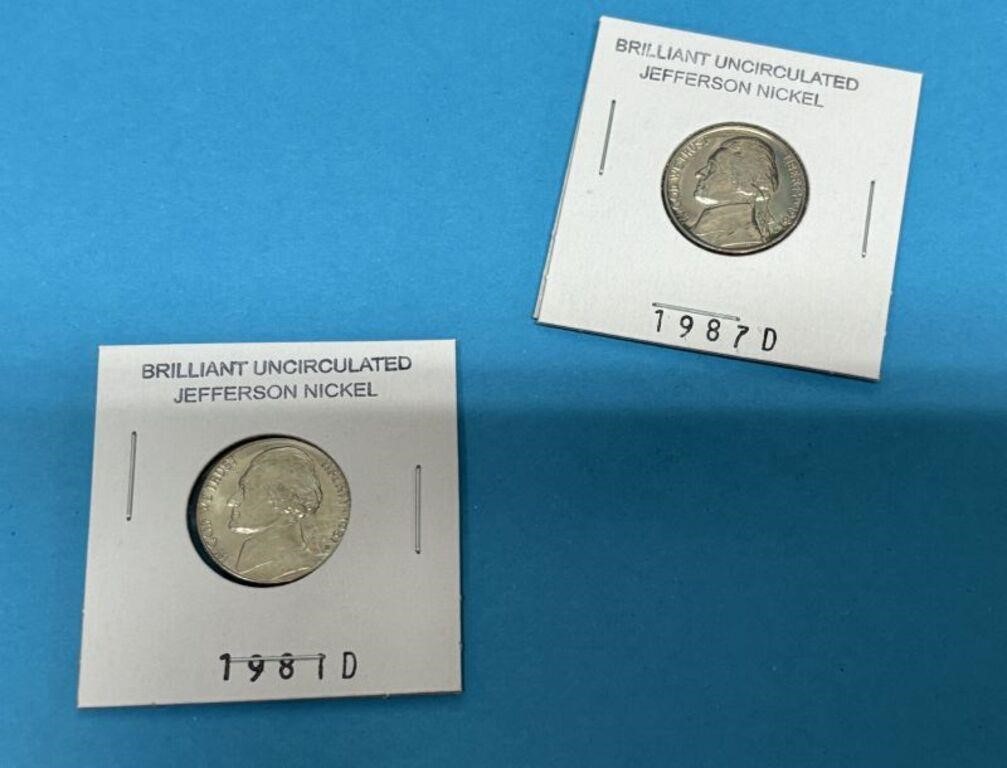 1981D and 1987D Uncirculated Jefferson Nickels