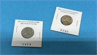 1979 and 1980P Uncirculated Jefferson Nickels