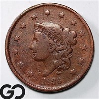 1836 Coronet Head Large Cent, VG Bid: 40