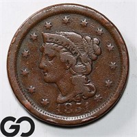 1851 Braided Hair Large Cent, VG+ Bid: 22