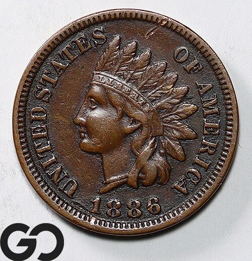 1886 Indian Head Cent, Type 1, XF Bid: 130