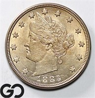 1883 Liberty V Nickel, No Cents, Gem BU Bid: 200