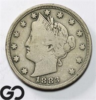 1883 Liberty V Nickel, w/ Cents, Fine+ Bid: 35