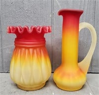 (2) Amberlina Glass Vases