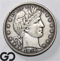 1906-D Barber Half Dollar, XF+ Bid: 225
