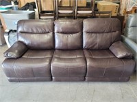 Brown Leather - Dual Power Reclining Sofa W/USB