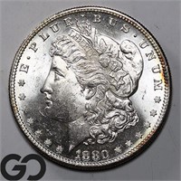 1880-S Morgan Silver Dollar, Near Gem BU Bid: 78