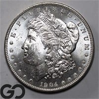 1904-O Morgan Silver Dollar, NearGemBU PL Bid: 198