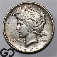 1921 Peace Dollar, KEY DATE, XF+ Bid: 190