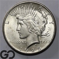 1925 Peace Dollar, Near Gem BU Bid: 63