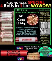 THIS AUCTION ONLY! BU Shotgun Lincoln 1c roll, 197