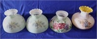 (4) Painted Glass Oil Lamp Shades