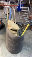 Barrel, tools, paper roll