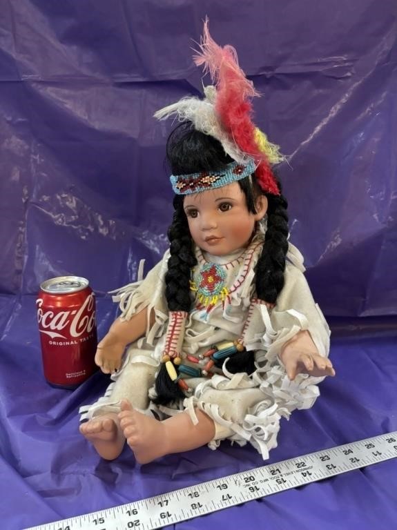 Native American Sitting Porcelain Doll