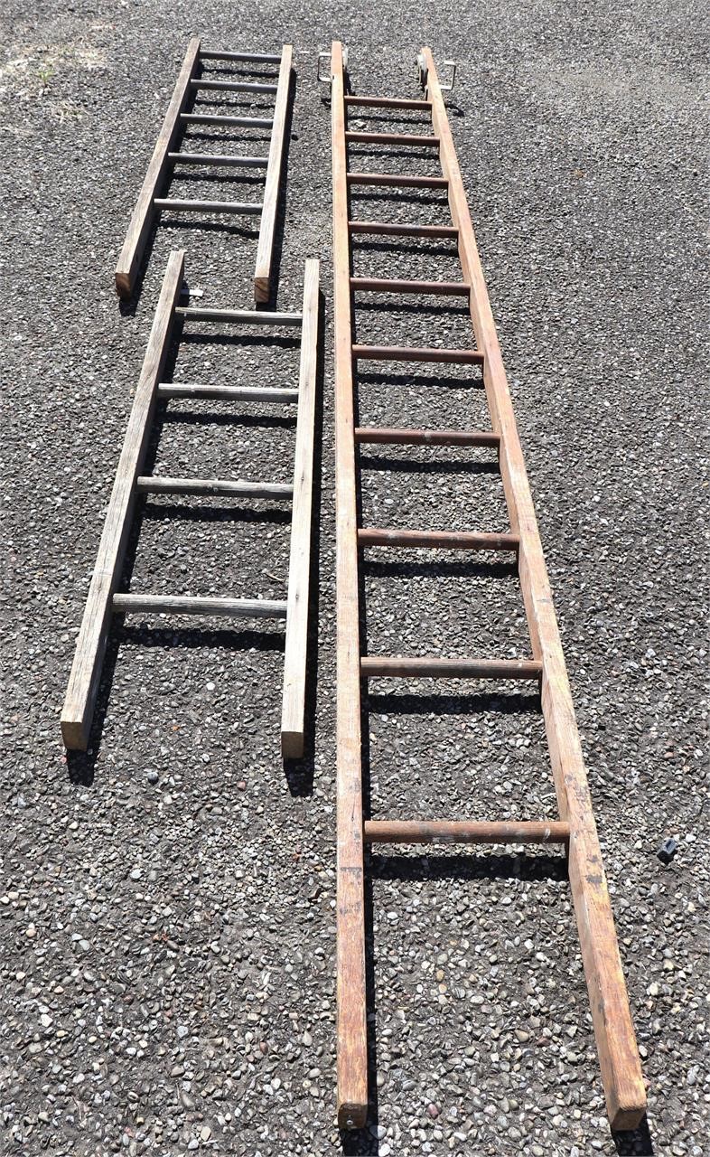 12ft Wooden Ladder + 2 Others