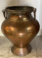 Large Hammered Copper 2 Handle Urn, 18"h