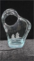 Glass Sculpture with Etched Ships