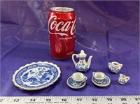 Vintage Miniature Tea Set, Blue & White