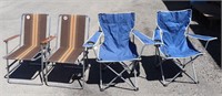 (2) Greatland Bag Chairs + 2 Patio Chairs