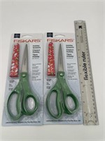 NEW Lot of 2- Fiskars Holiday Scissors & Sheath