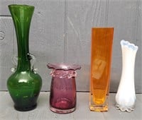 (4) Vintage Glass Vases
