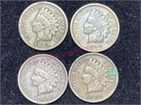 4 Old Indian Head Cents (1888 1896 1899 1906)