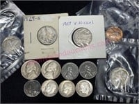 (13) Old coins lot (4 silver dimes)
